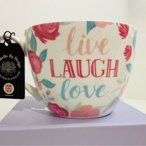 Portobello by Design, “Live Laugh Love”, Bone China Mug, Designed in England